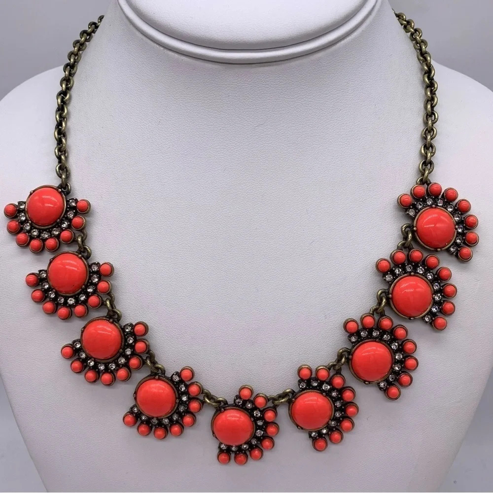 J. Crew Orange Coral Linked Necklace